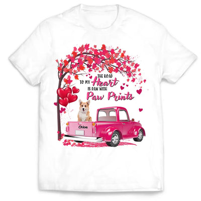 The Road To My Heart Is Paw With Paw Prints - Personalized T-Shirt, T-Shirt Gift For Dog Lover - TS1083