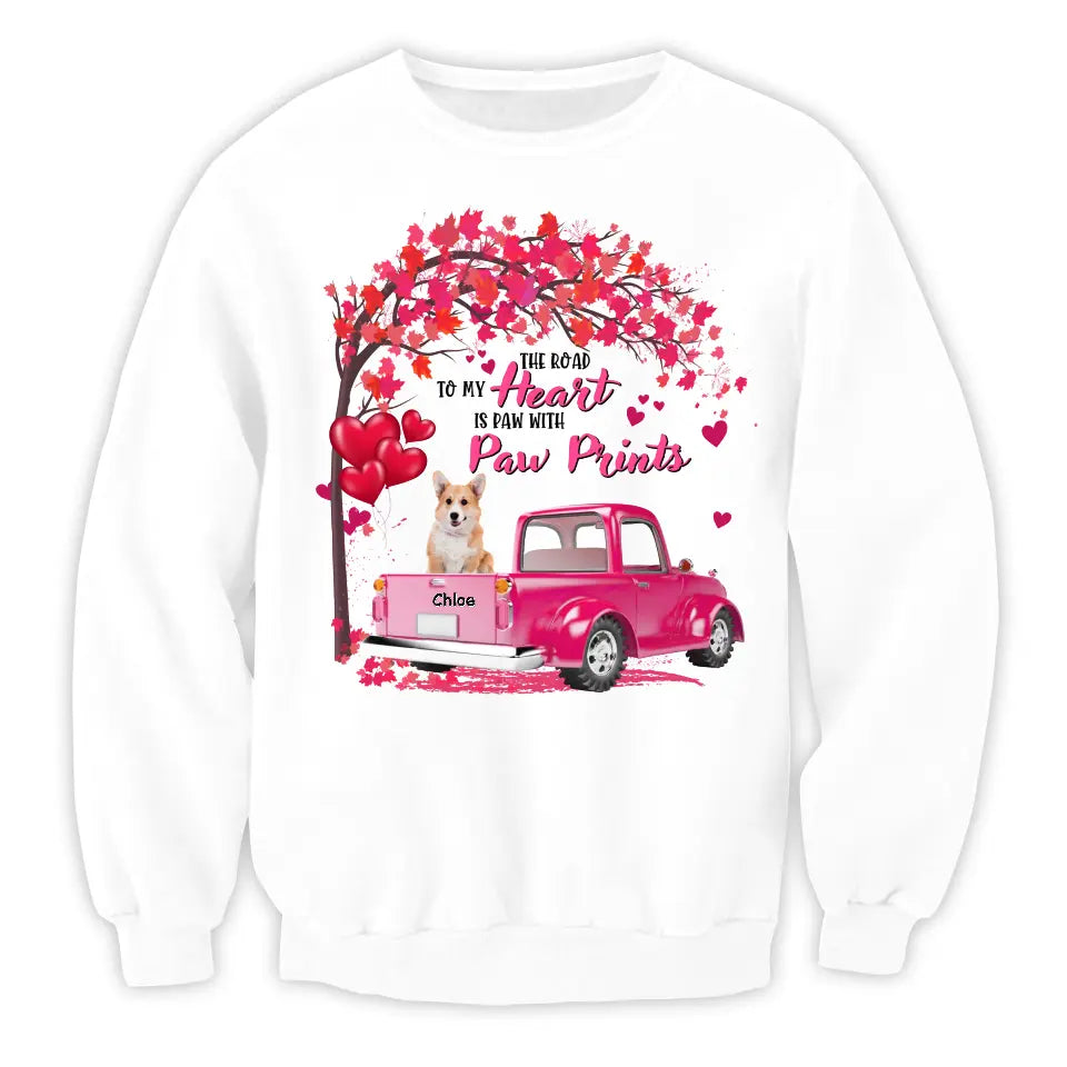 The Road To My Heart Is Paw With Paw Prints - Personalized T-Shirt, T-Shirt Gift For Dog Lover - TS1083