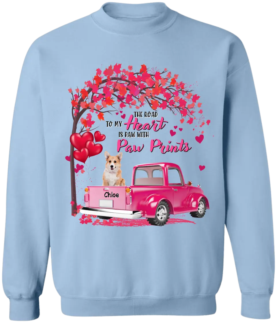 The Road To My Heart Is Paw With Paw Prints - Personalized T-Shirt, T-Shirt Gift For Dog Lover - TS1083