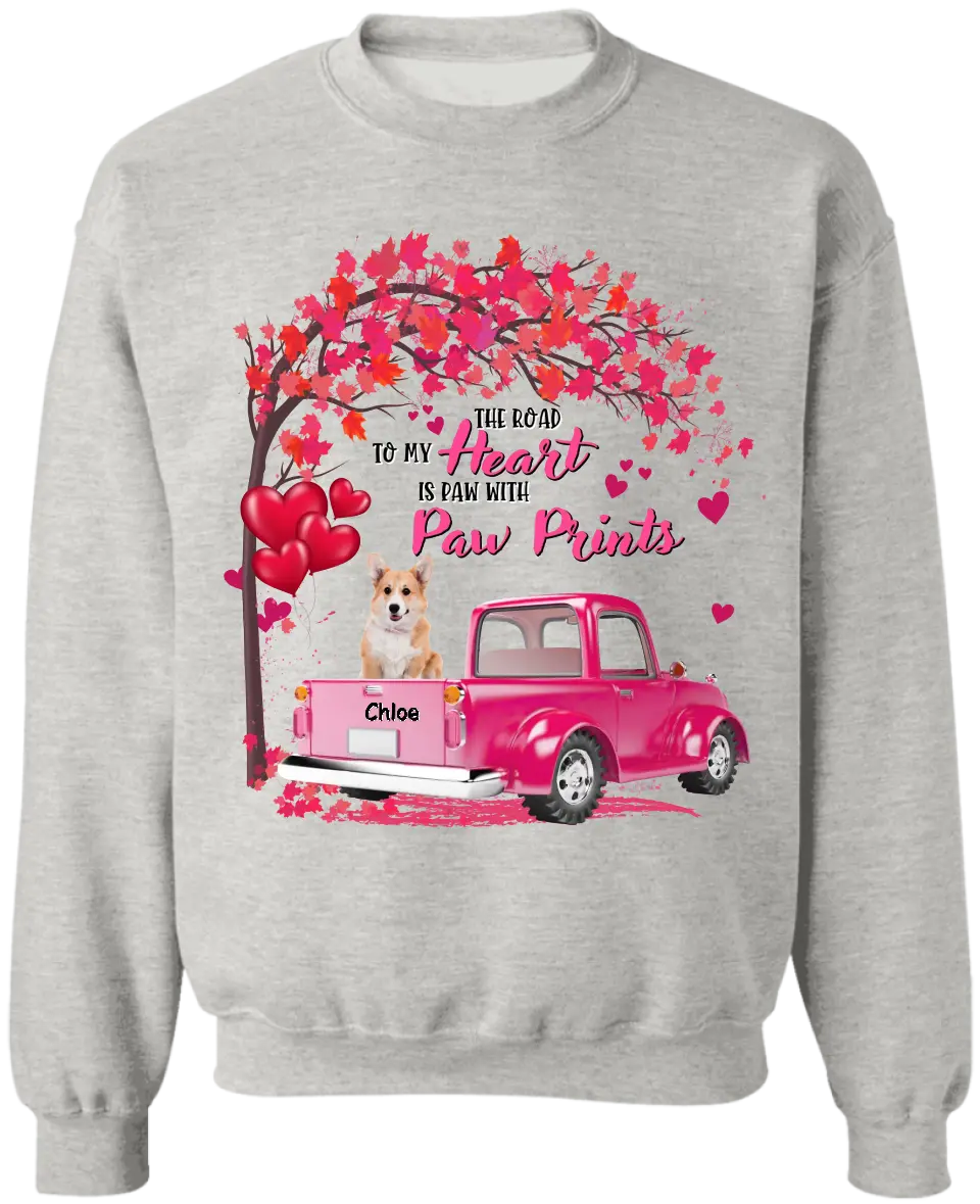 The Road To My Heart Is Paw With Paw Prints - Personalized T-Shirt, T-Shirt Gift For Dog Lover - TS1083