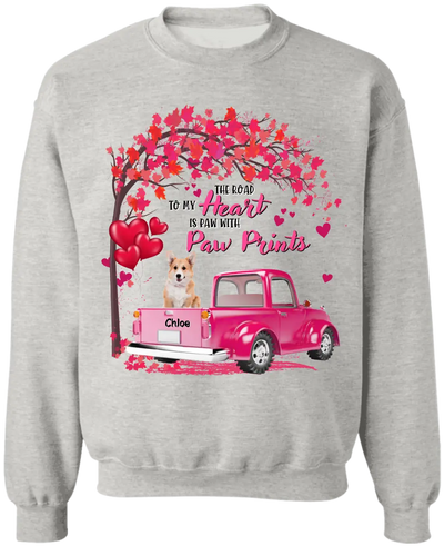 The Road To My Heart Is Paw With Paw Prints - Personalized T-Shirt, T-Shirt Gift For Dog Lover - TS1083