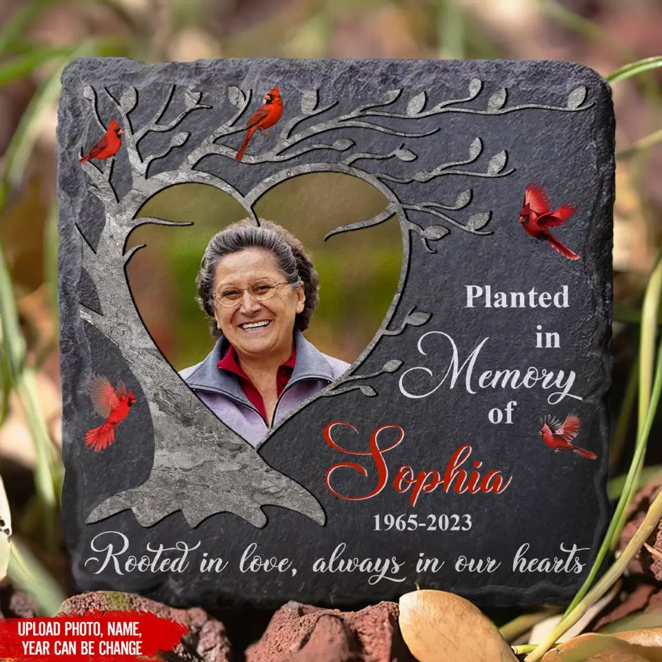 Planted In Memory Heart Tree - Perrsonalized Memorial Stone, Sympathy Gift for Loss of Loved One, Loss of Dad, Loss of Mom - MS72