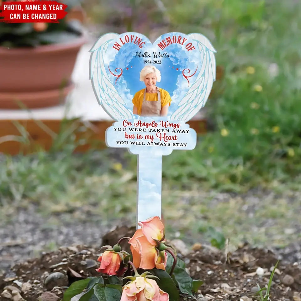On Angels Wings You Were Taken Away - Personalized Solar Light,Sympathy Gift, Memorial Gift For Loss Of Loved One - SL129