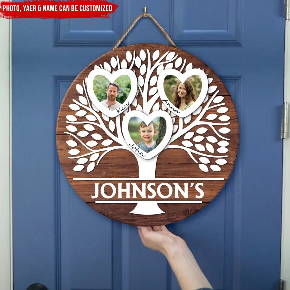 Heart Family Tree, Family Reunion - Personalized Wooden Sign, Sign Gift For Family - DS742