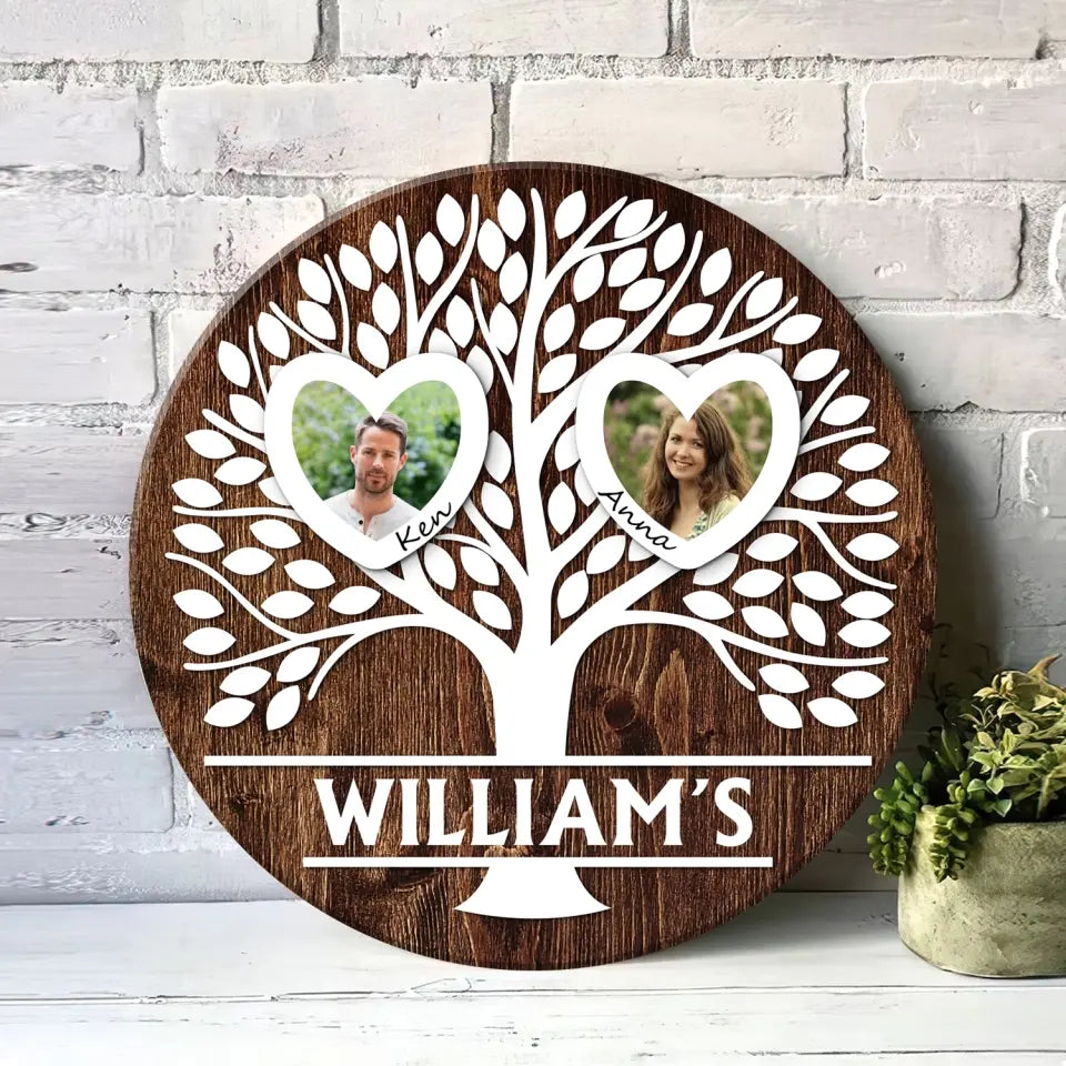 Heart Family Tree, Family Reunion - Personalized Wooden Sign, Sign Gift For Family - DS742