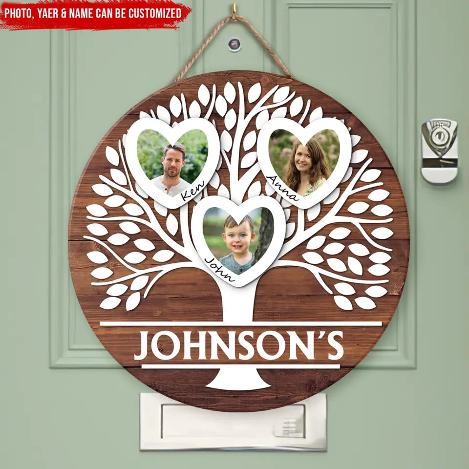 Heart Family Tree, Family Reunion - Personalized Wooden Sign, Sign Gift For Family - DS742