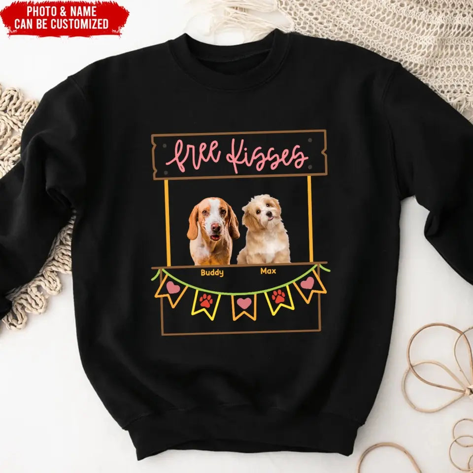 Free Kisses Custom Dog Photo - Personalized T-Shirt, Pet Lover Gift, Gift For Dog Mom - TS1086