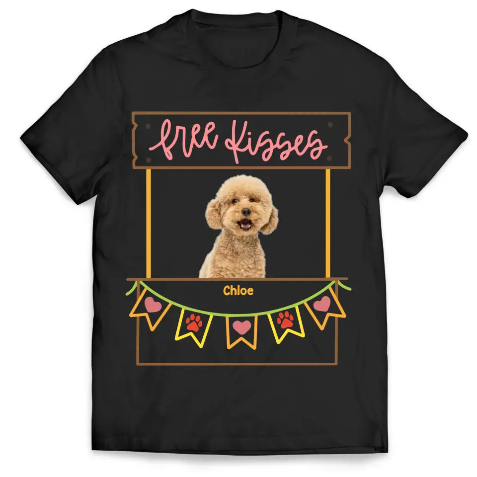 Free Kisses Custom Dog Photo - Personalized T-Shirt, Pet Lover Gift, Gift For Dog Mom - TS1086