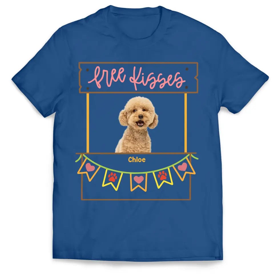 Free Kisses Custom Dog Photo - Personalized T-Shirt, Pet Lover Gift, Gift For Dog Mom - TS1086