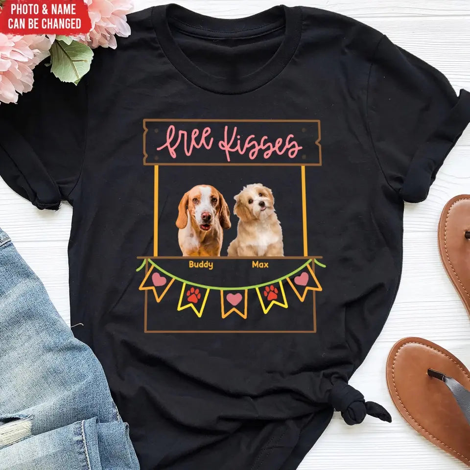 Free Kisses Custom Dog Photo - Personalized T-Shirt, Pet Lover Gift, Gift For Dog Mom - TS1086