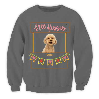 Free Kisses Custom Dog Photo - Personalized T-Shirt, Pet Lover Gift, Gift For Dog Mom - TS1086