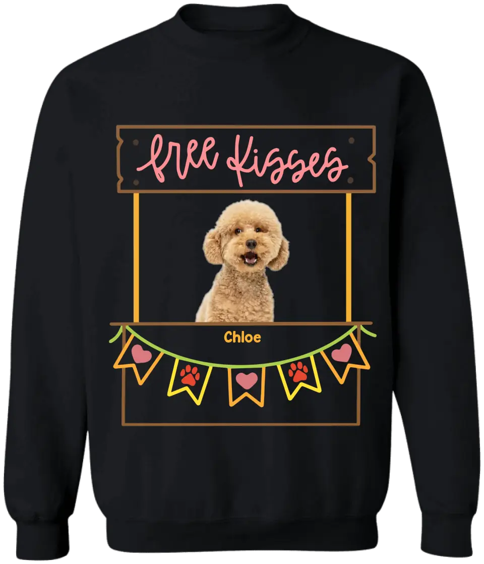 Free Kisses Custom Dog Photo - Personalized T-Shirt, Pet Lover Gift, Gift For Dog Mom - TS1086