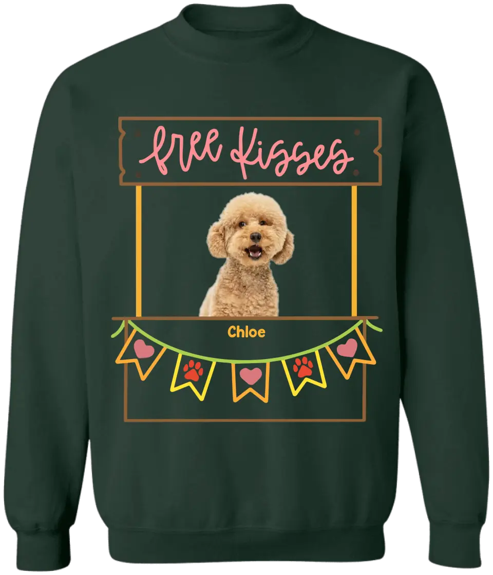 Free Kisses Custom Dog Photo - Personalized T-Shirt, Pet Lover Gift, Gift For Dog Mom - TS1086