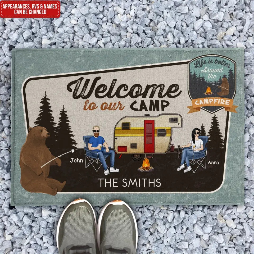 Welcome to Our Camp - Personalized Doormat, Gift For Camping Lovers - DM264