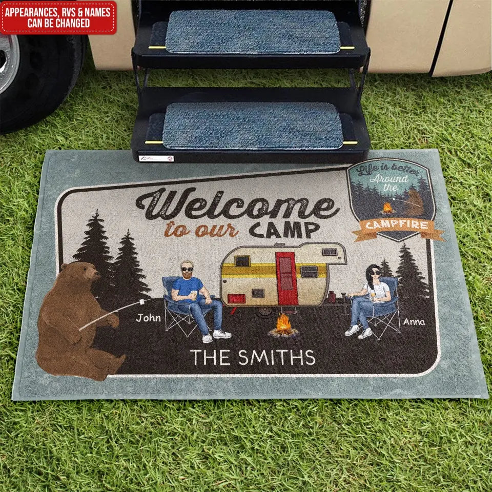 Welcome to Our Camp - Personalized Doormat, Gift For Camping Lovers - DM264