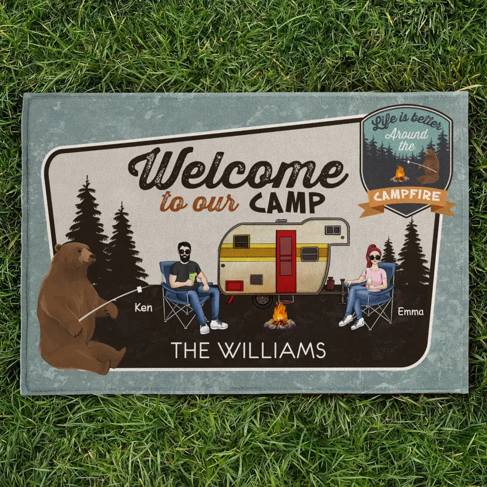 Welcome to Our Camp - Personalized Doormat, Gift For Camping Lovers - DM264