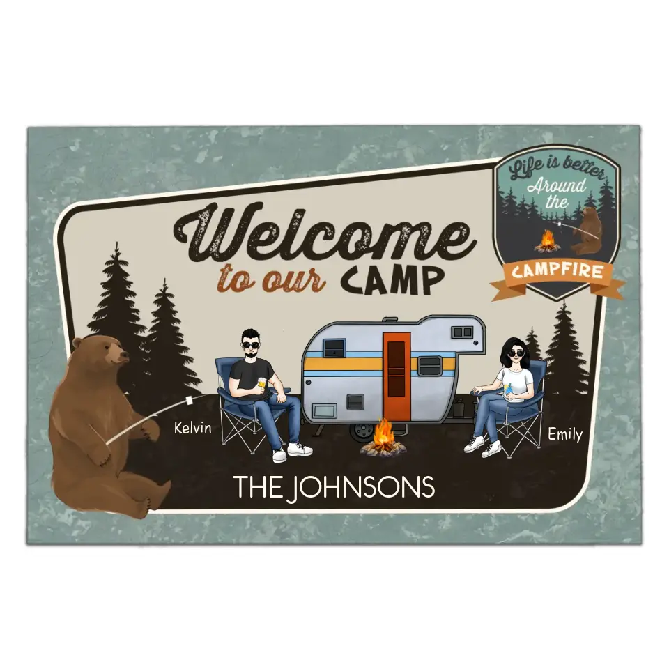 Welcome to Our Camp - Personalized Doormat, Gift For Camping Lovers - DM264