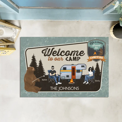 Welcome to Our Camp - Personalized Doormat, Gift For Camping Lovers - DM264