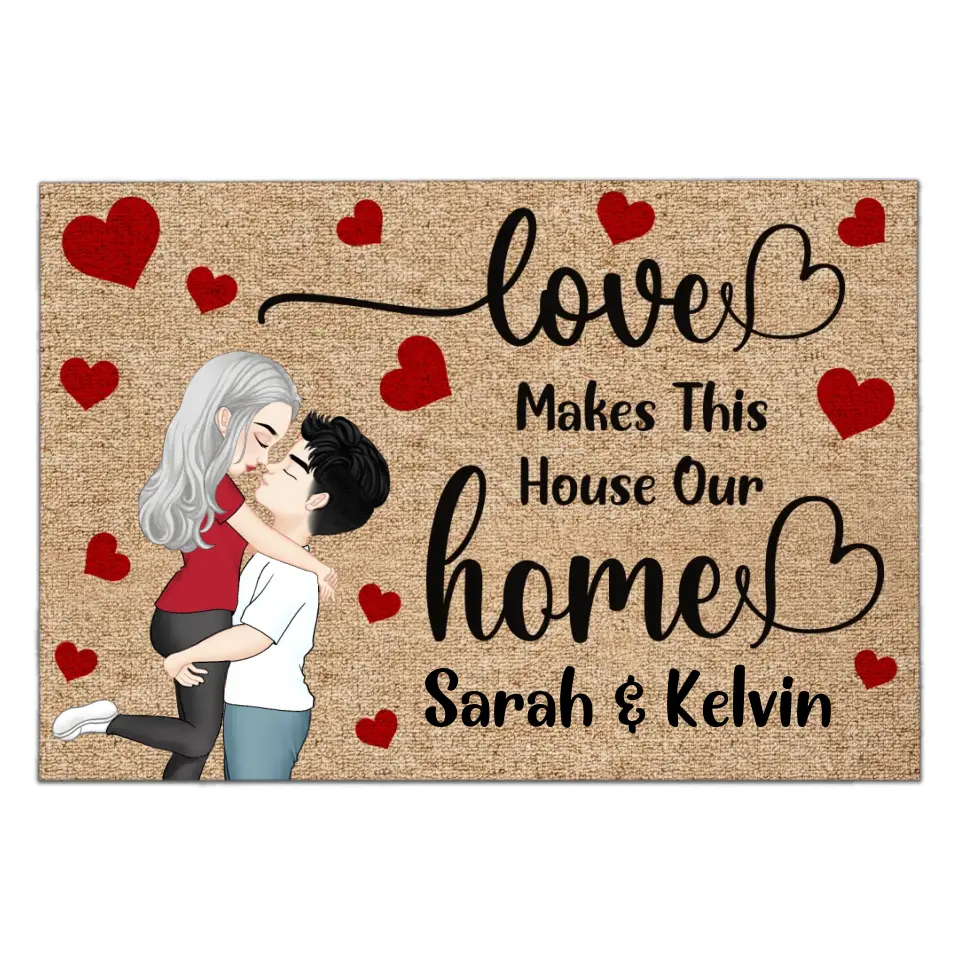 Love Makes This House Our Home - Personalized Doormat, Gift For Couple - DM265