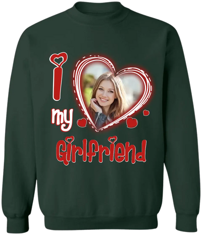 I Love My Girlfriend/Boyfriend - Personalized T-Shirt, Valentine Gift, Custom Couple Photo - TS1090