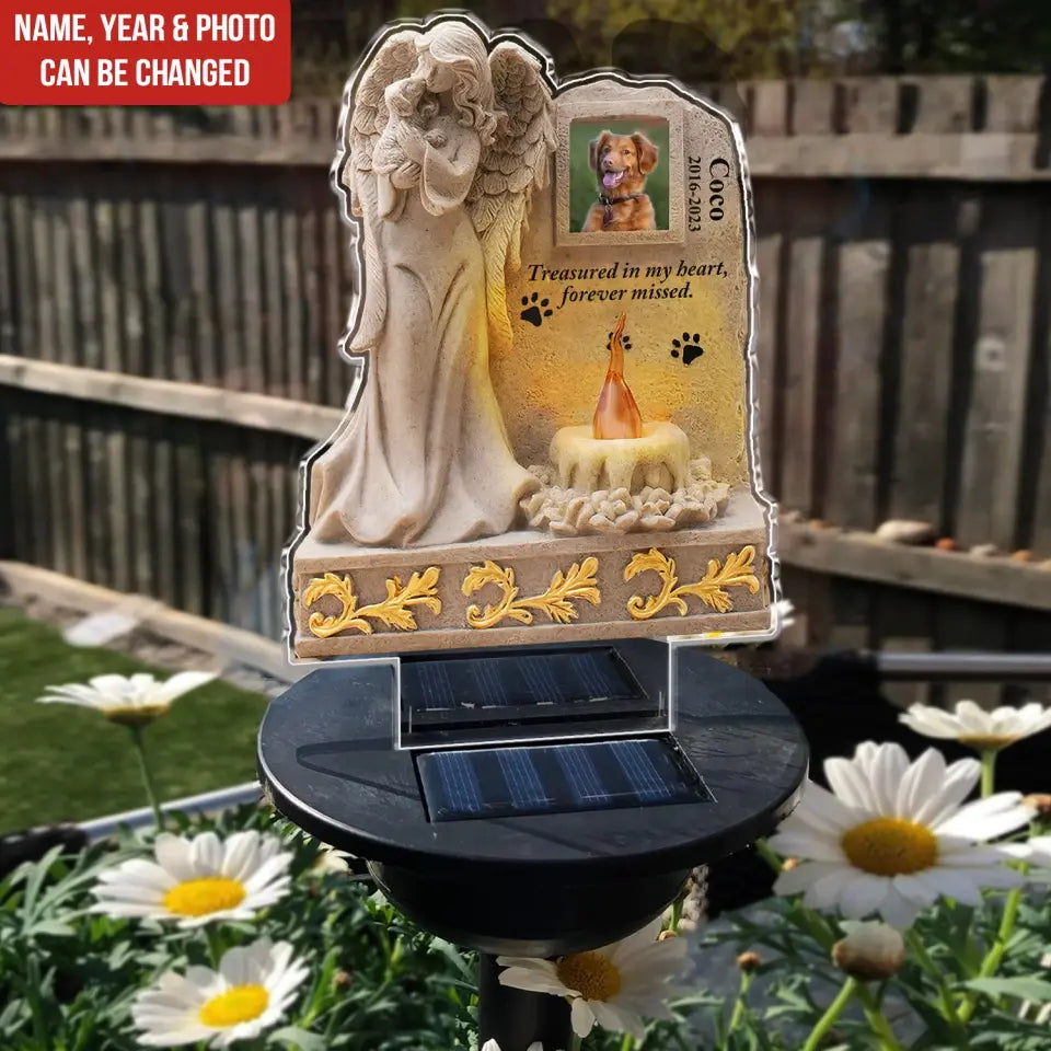 Treasured In My Heart Forever Missed - Personalized Solar Light, Memorial Gift for Loss of Dog, Dog Lovers Gift - SL139