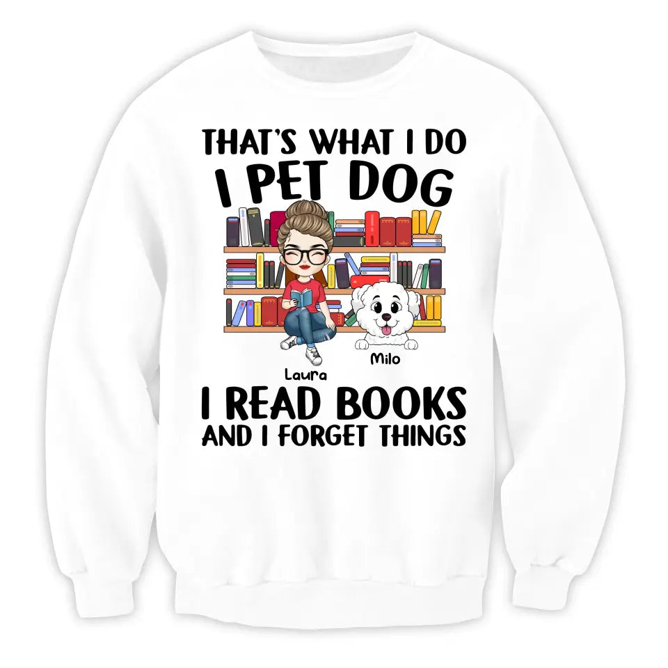 I Pet Dogs I Read Books - Personalized T-Shirt, Gift For Dog Lovers, Book Lovers - TS1091