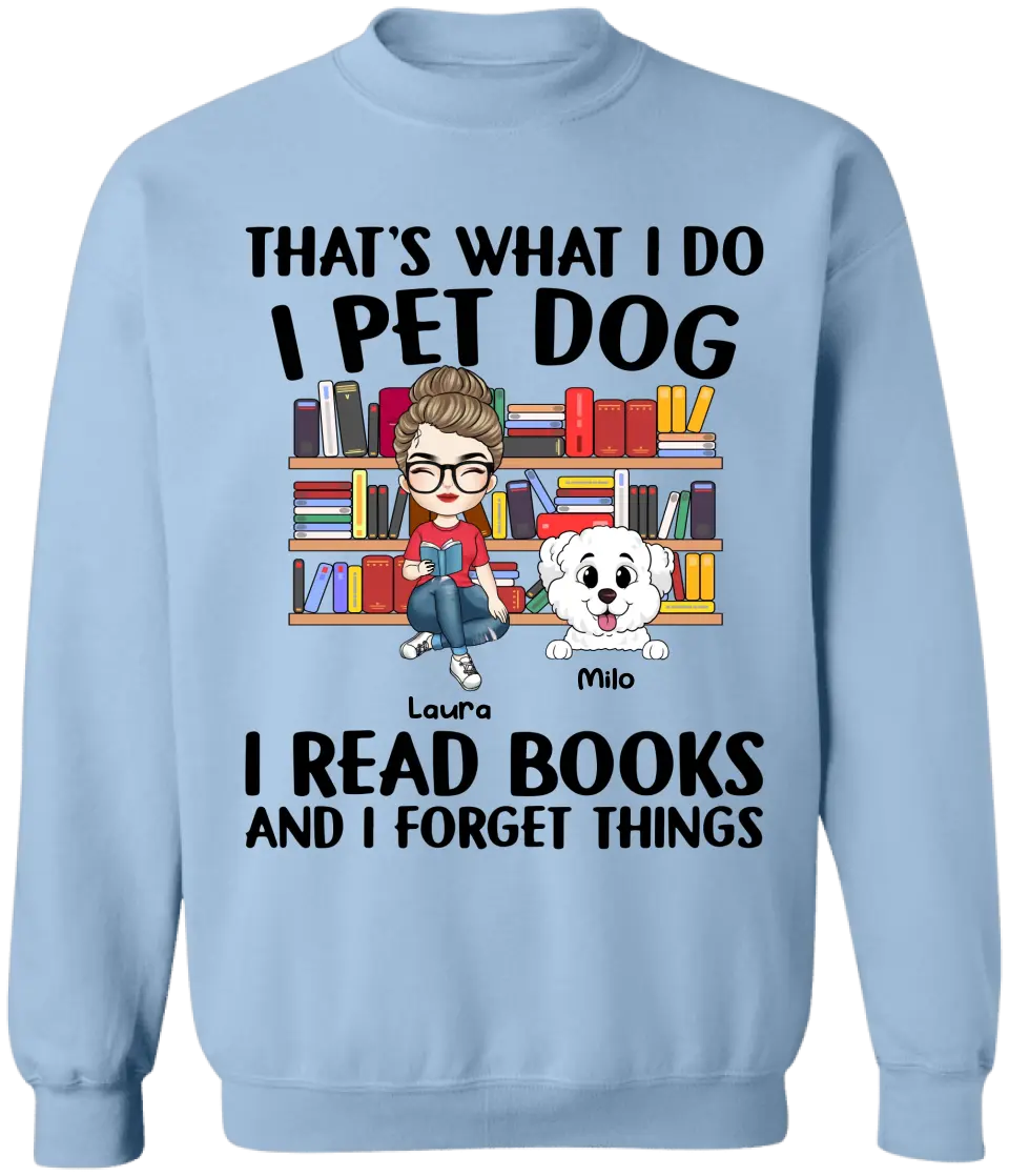 I Pet Dogs I Read Books - Personalized T-Shirt, Gift For Dog Lovers, Book Lovers - TS1091