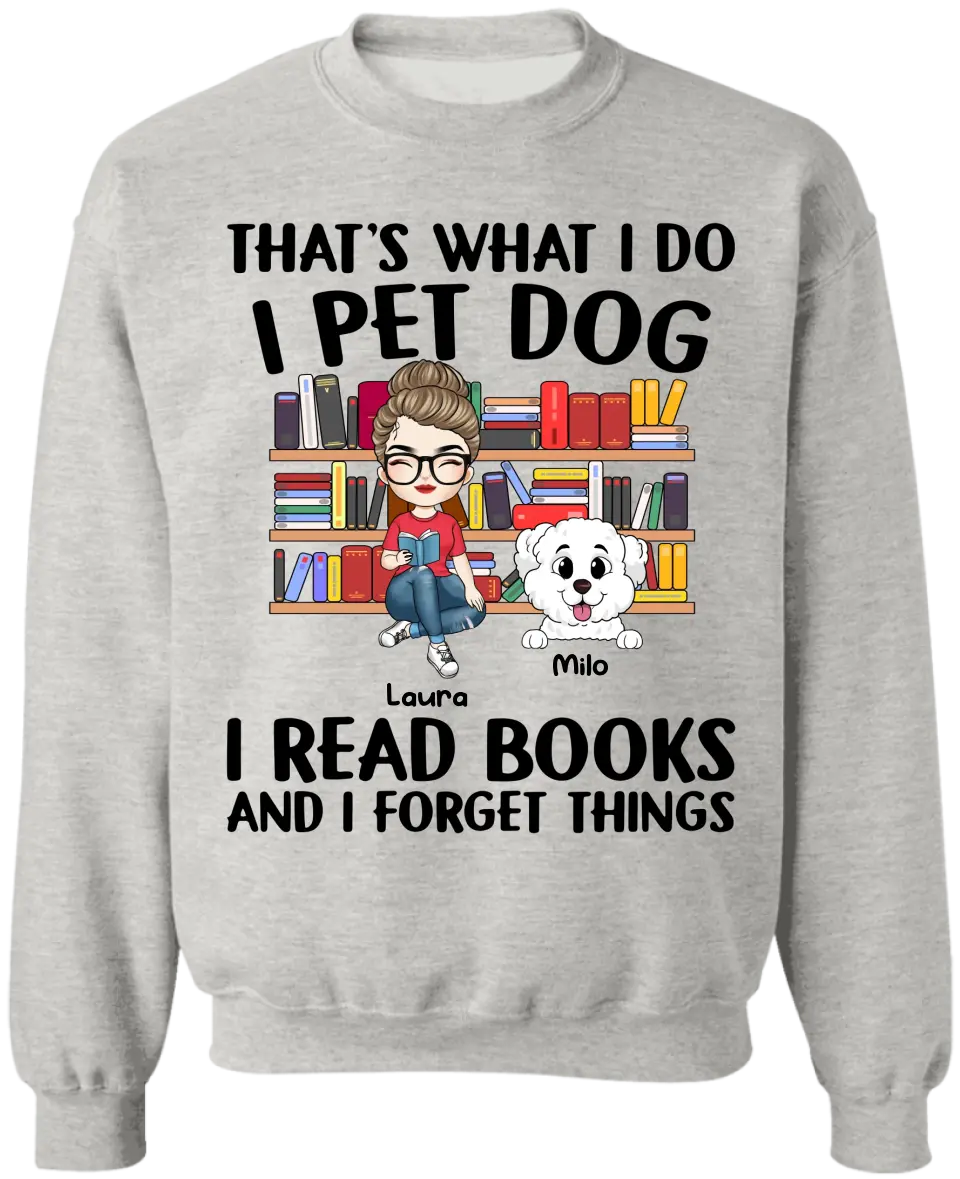 I Pet Dogs I Read Books - Personalized T-Shirt, Gift For Dog Lovers, Book Lovers - TS1091