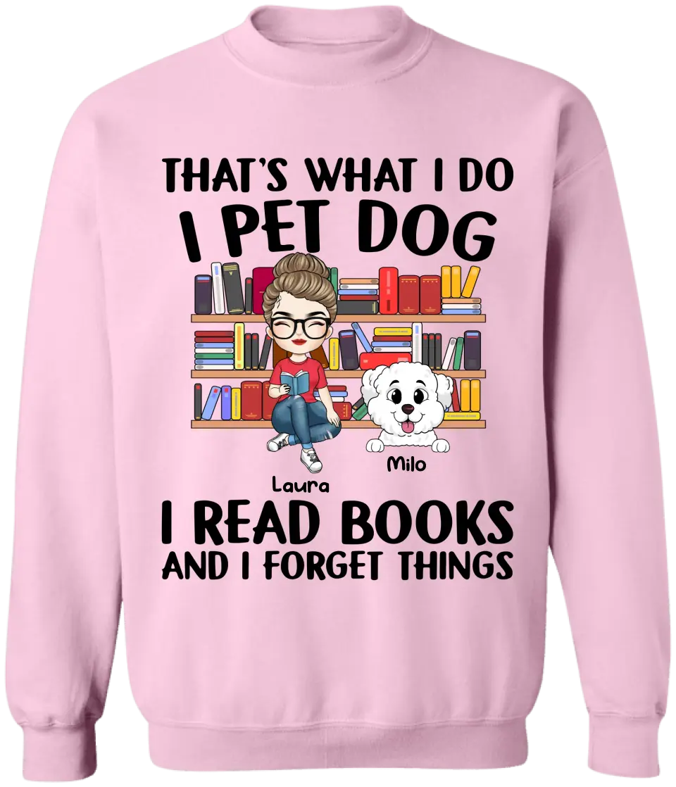 I Pet Dogs I Read Books - Personalized T-Shirt, Gift For Dog Lovers, Book Lovers - TS1091