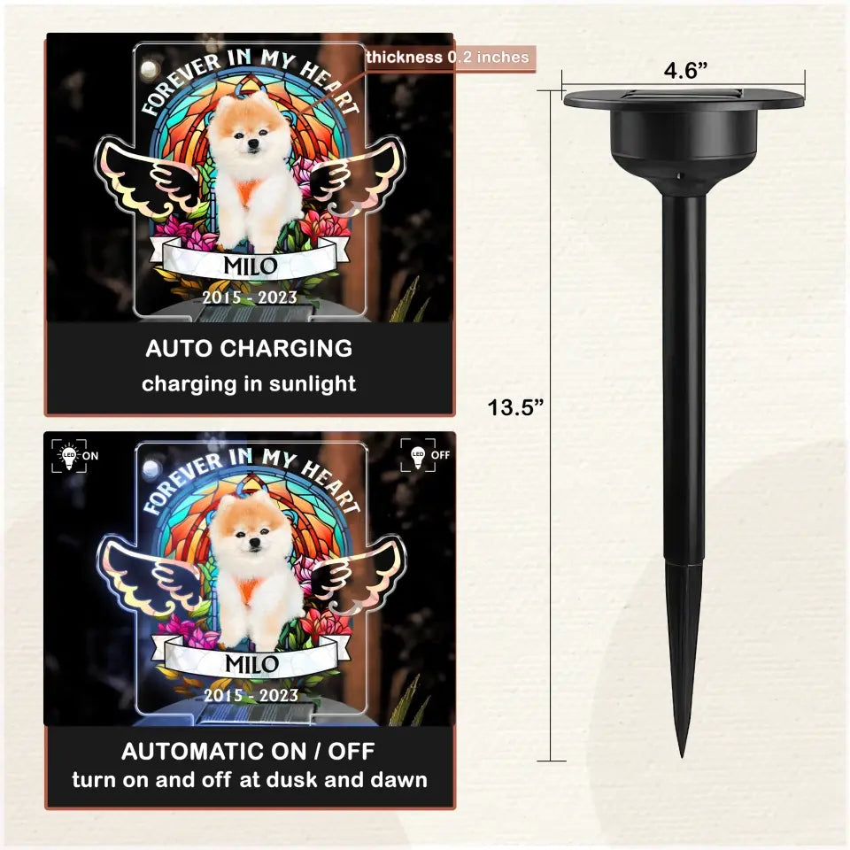 Forever In My Heart - Personalized Solar Light, Pet Loss Gift - SL141