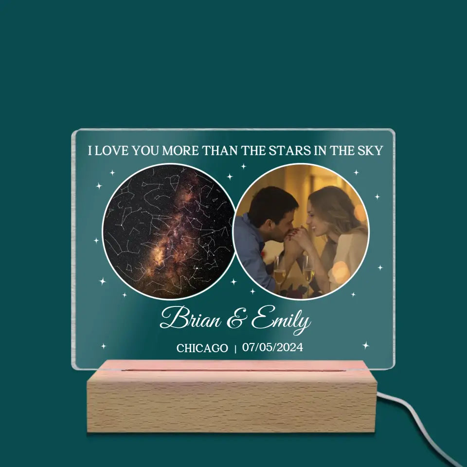 I Love You More Than The Stars In The Sky - Personalized Acrylic Night Light, Gift For Husband Wife, Couple Gift - L103