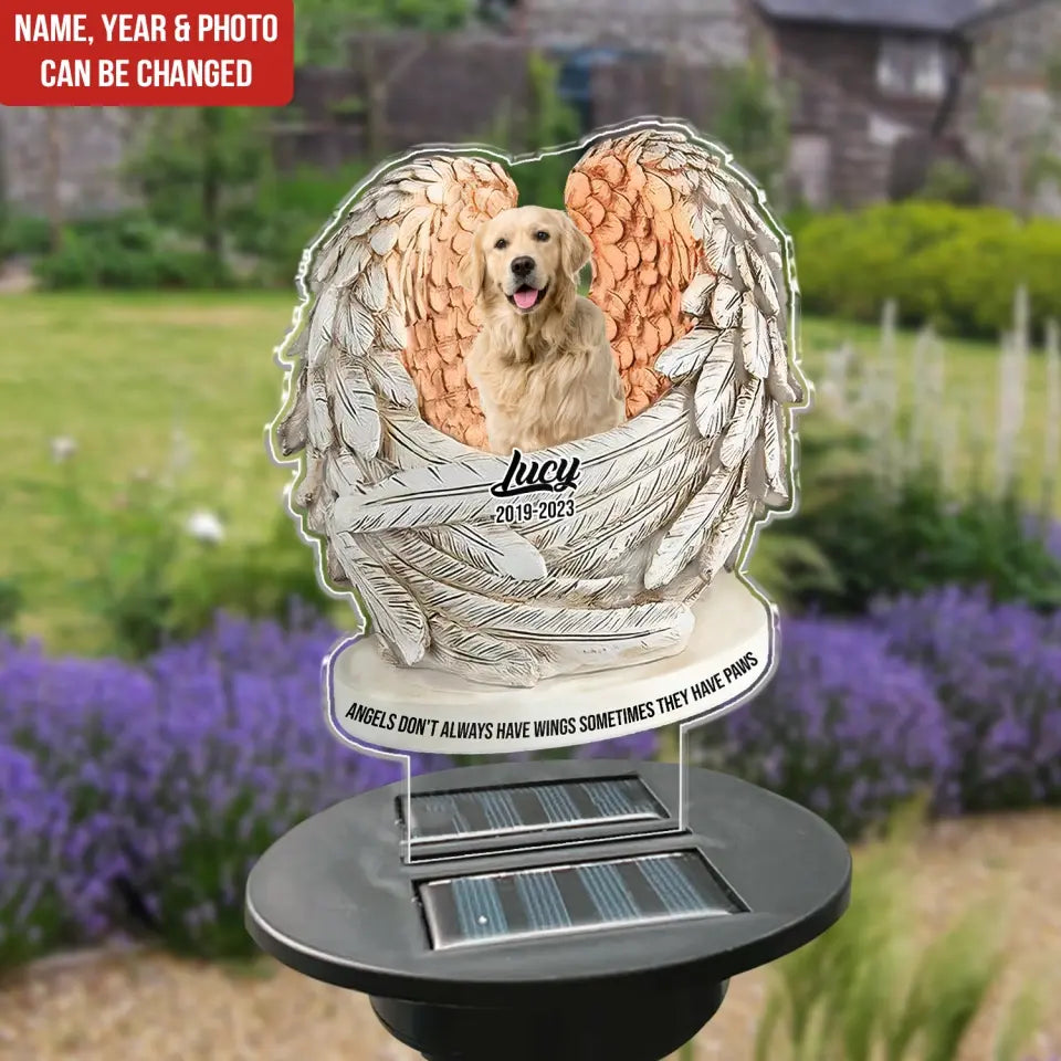 Angels Don't Always Have Wings - Personalized Solar Light, Memorial Gift For Loss Of Pet - SL142