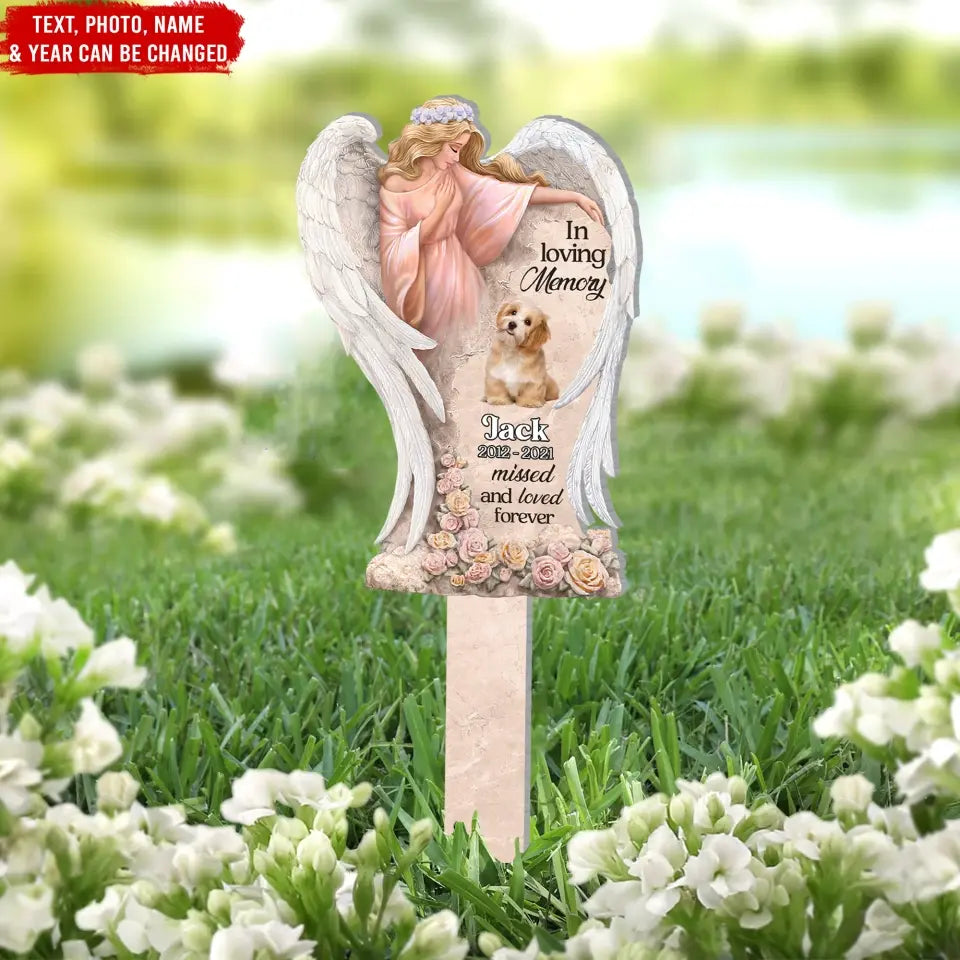 In Loving Memory Missed And Loved Forever - Personalized Plaque Stake, Loss Of Pet, Memorial Gift - PS75