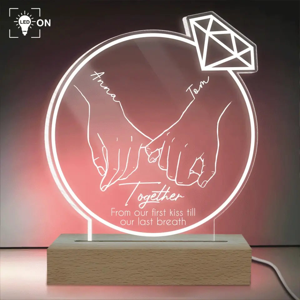 From Our First Kiss Till Our Last Breath - Personalized Acrylic Lamp, Gift Idea For Husband And Wife, Anniversary Gift - L105