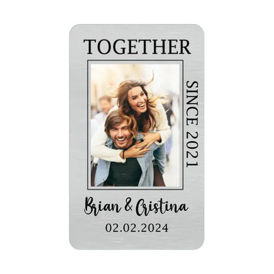 Together Forever Custom Couple Photo - Personalized Metal Wallet Card, Anniversary Gift for Her/Him - MC14
