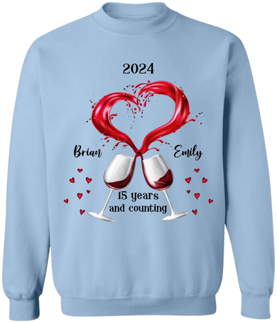 A Couple of Wine Glasses Anniversary And Counting - Personalized T-shirt, Anniversary Gift for Couples, Gift for Her/Him - TS1094