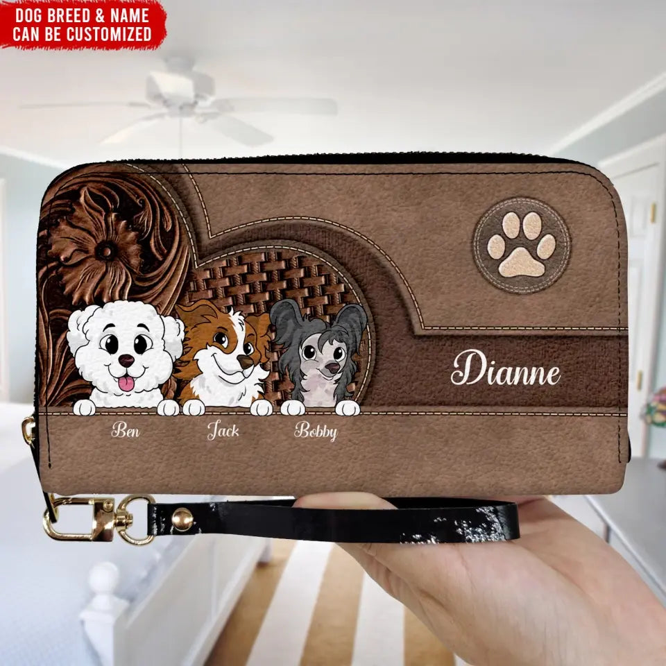 Love My Dog With Colorful Background - Personalized Leather Long Wallet, Gift For Dog Lover - LW01