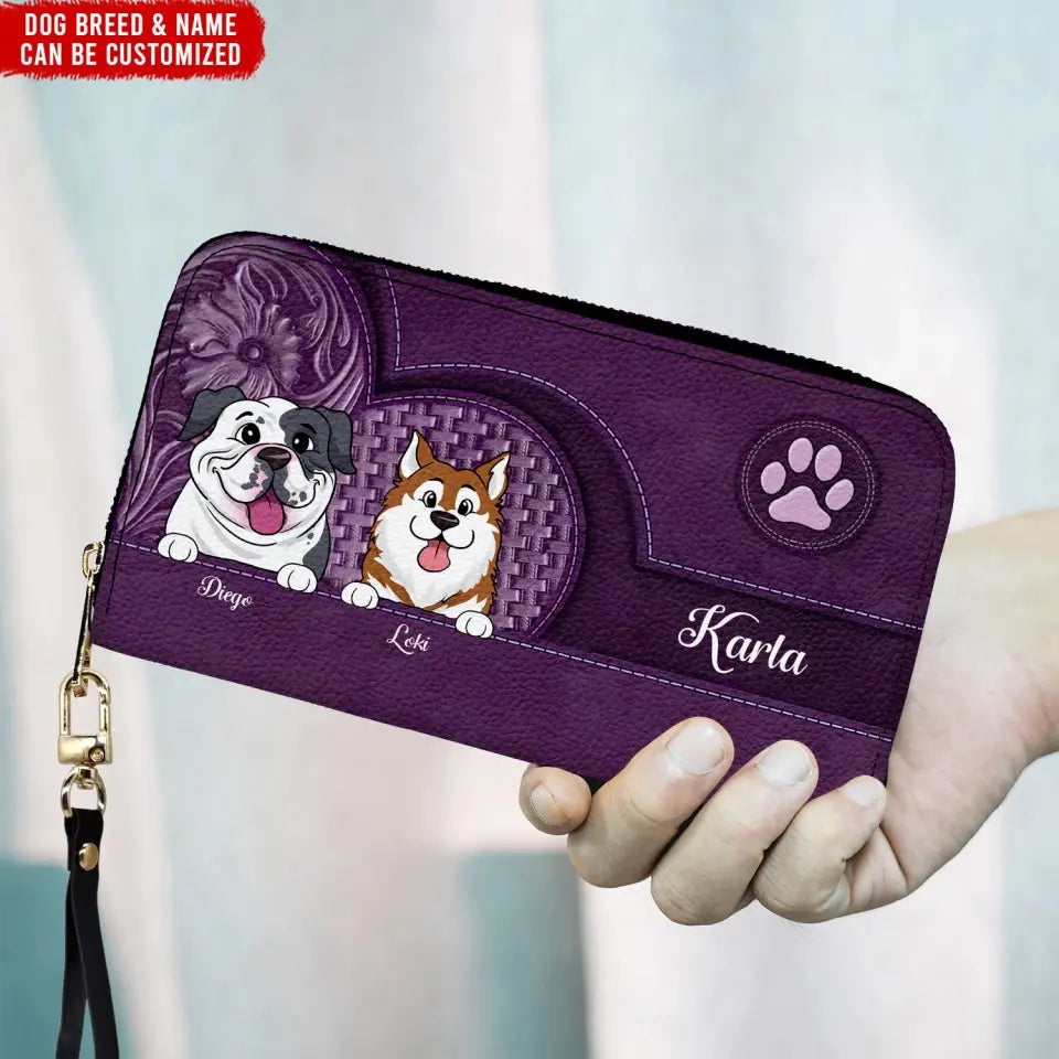 Love My Dog With Colorful Background - Personalized Leather Long Wallet, Gift For Dog Lover - LW01