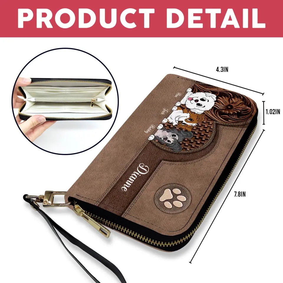 Love My Dog With Colorful Background - Personalized Leather Long Wallet, Gift For Dog Lover - LW01