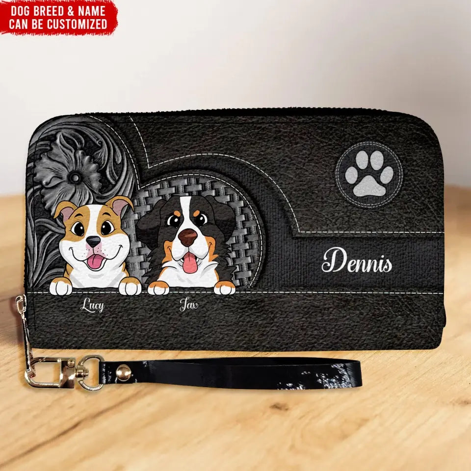 Love My Dog With Colorful Background - Personalized Leather Long Wallet, Gift For Dog Lover - LW01