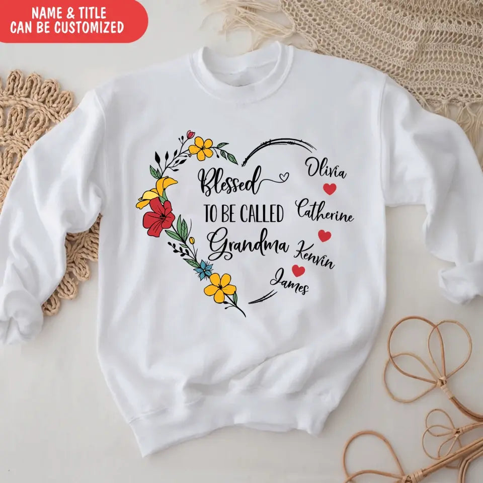 Blessed To Be Called Grandma - Personalized T-Shirt, T-Shirt Gift For Grandma, Nana - TS1099