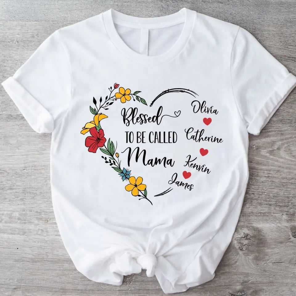 Blessed To Be Called Grandma - Personalized T-Shirt, T-Shirt Gift For Grandma, Nana - TS1099