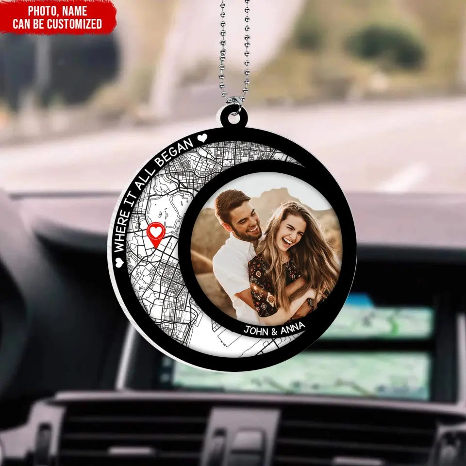 Where It all Began - Personalized Acrylic Car Hanger, Gift For Couple - ACH08