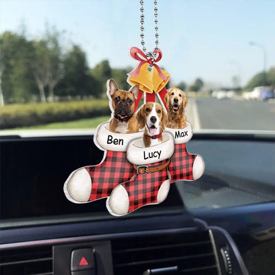 Custom Stocking Photo - Personalized Acrylic Car Hanger, Gift For Pet Lover - ACH11