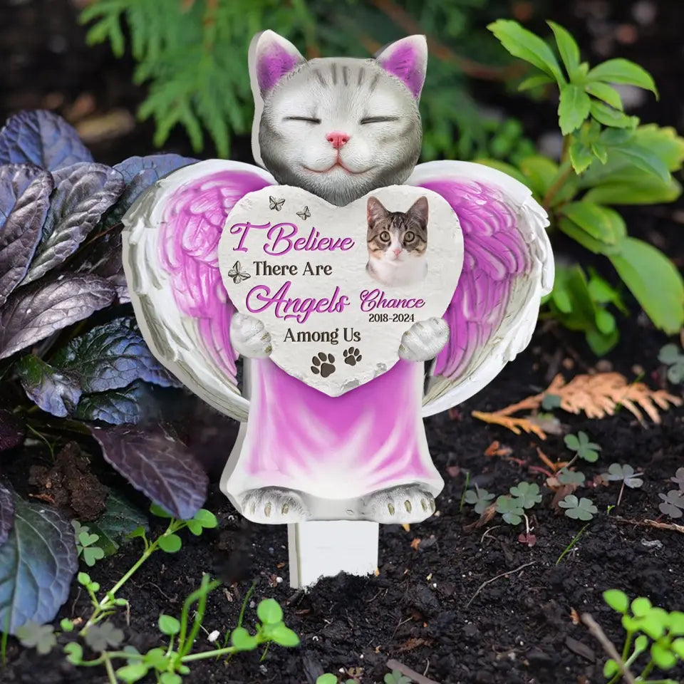 I Believe There Are Angels Among Us - Personalized Plaque Stake, Pet Loss Gift, Angel Cat Memorial , cat, cat lover, gift for cat lover, memorial, memorial gift, memorial gift for cat loss, Plaque Stake, custom Plaque Stake, personalized Plaque Stake, Plaque Stake for cat lover