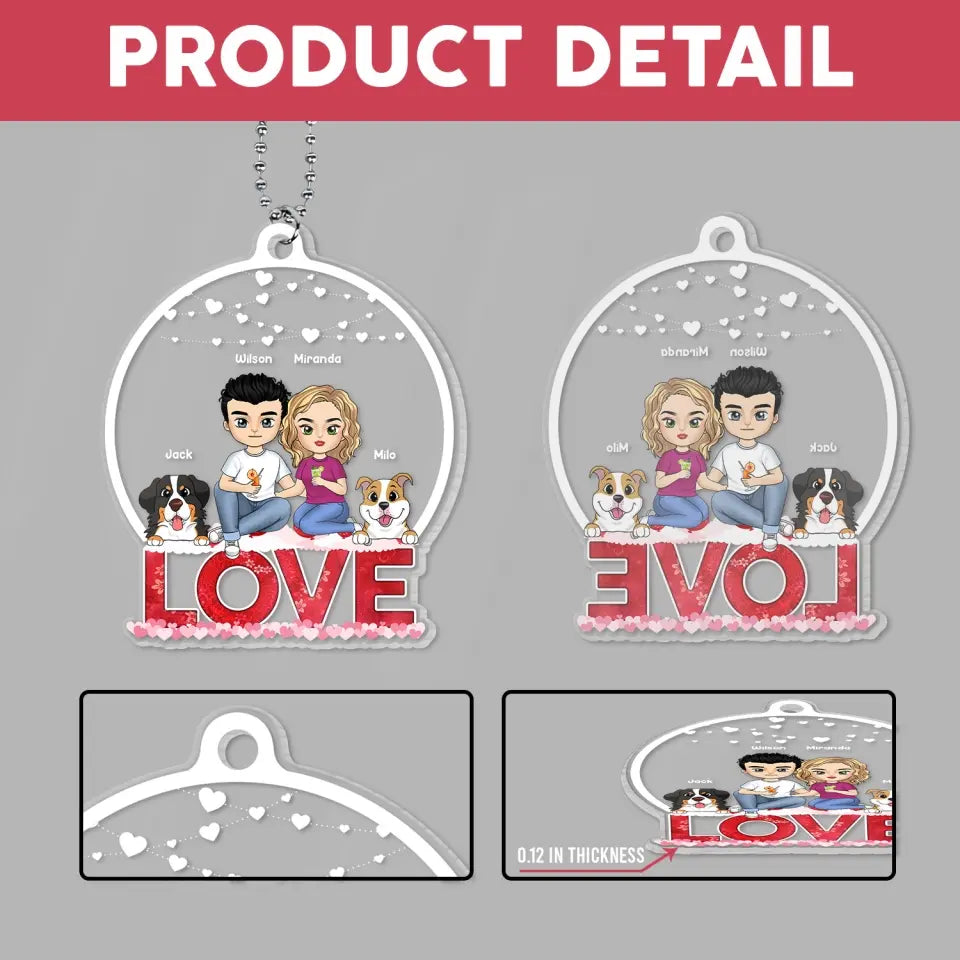 Love You Forever - Personalized Acrylic Car Hanger, Gift For Couple, Pet Lovers - ACH14