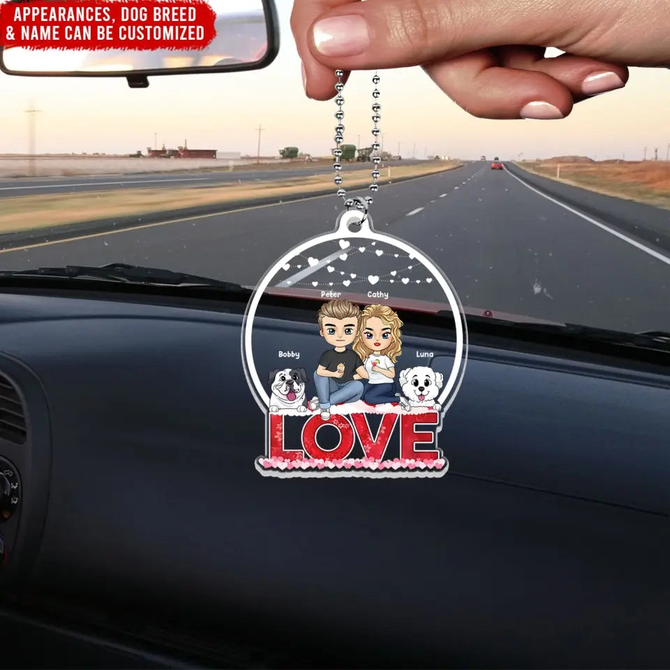 Love You Forever - Personalized Acrylic Car Hanger, Gift For Couple, Pet Lovers - ACH14