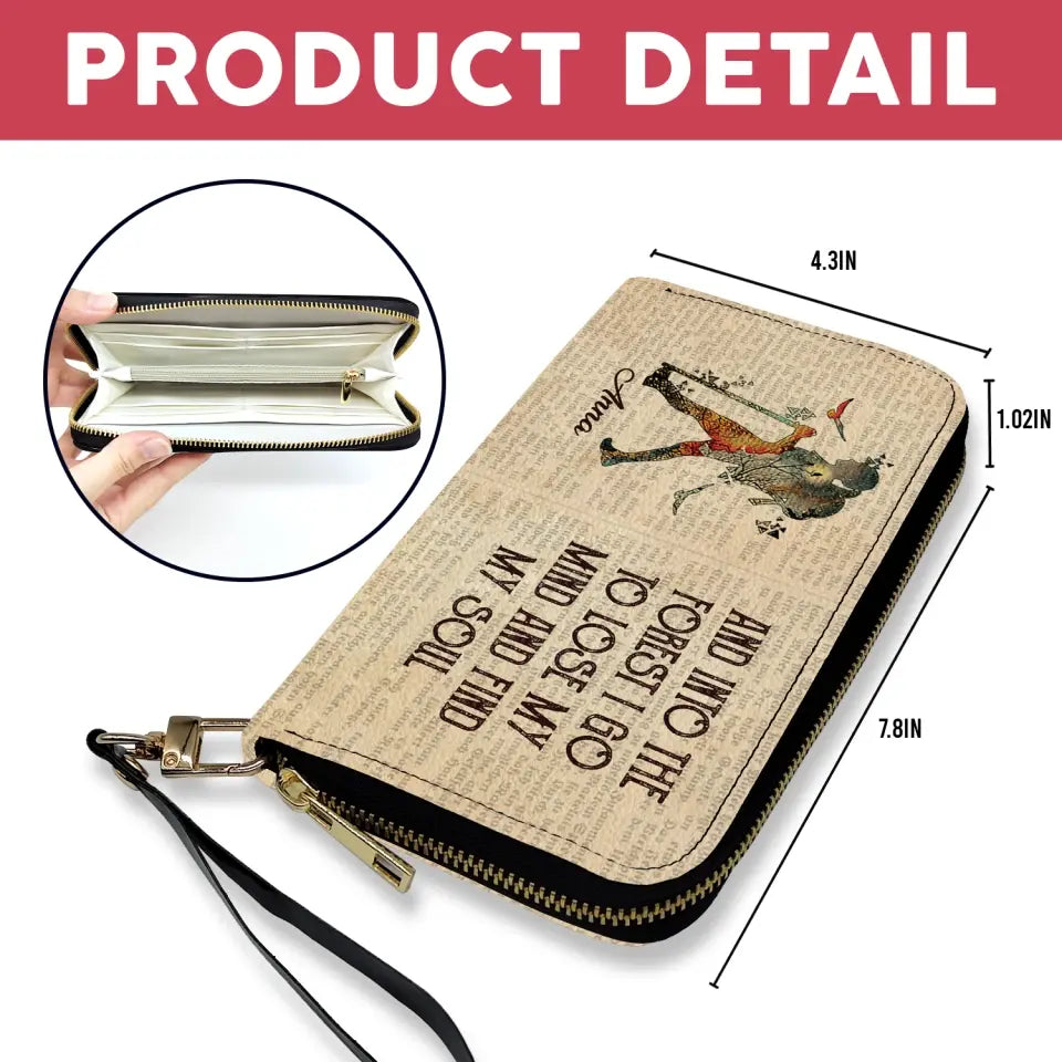 And Into The I Go to Lose My Mind Find Soul - Personalized Leather Long Wallet, Adventure Gift, Camping Wanderlust Gift - LW03