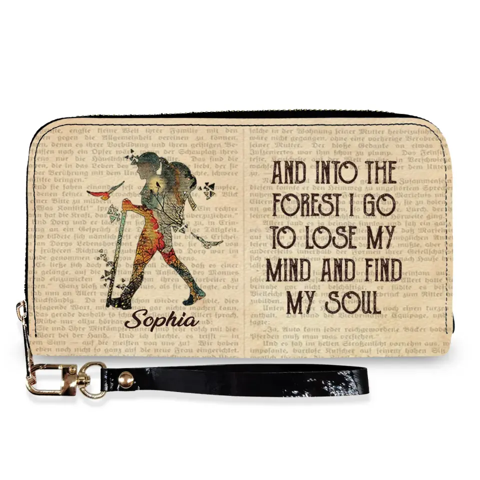 And Into The I Go to Lose My Mind Find Soul - Personalized Leather Long Wallet, Adventure Gift, Camping Wanderlust Gift - LW03
