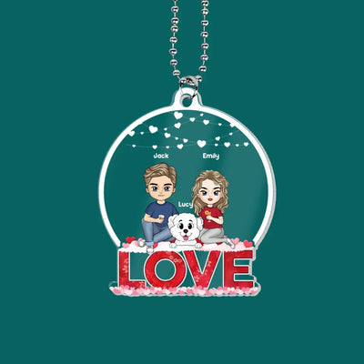 Love You Forever - Personalized Acrylic Car Hanger, Gift For Couple, Pet Lovers - ACH14